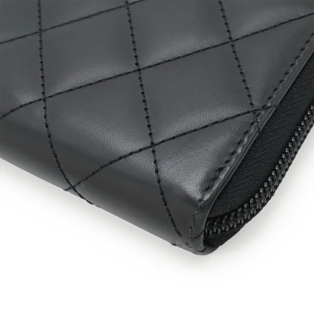 Chanel Black Pink Leather Long Wallet (Bi-Fold)