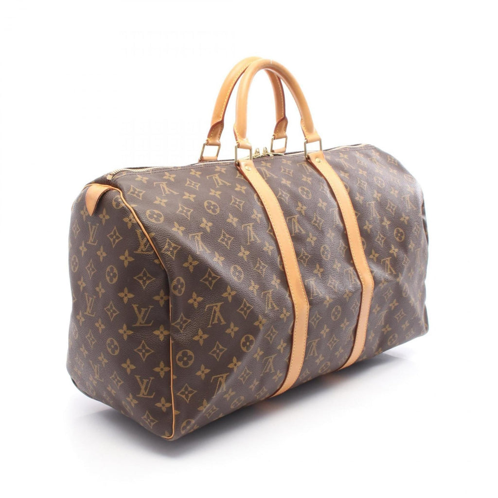 Louis Vuitton Brown Coated Canvas Leather Boston Bag
