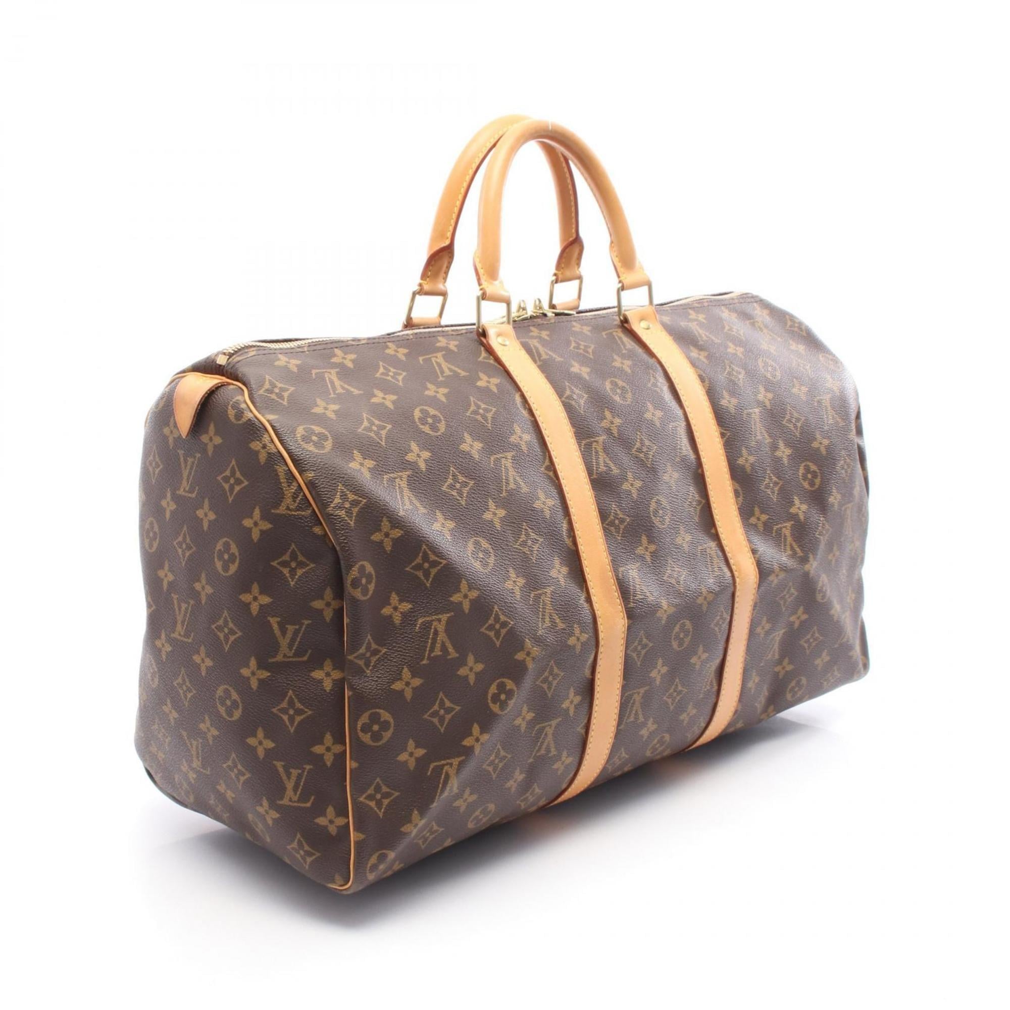 Louis Vuitton Brown Coated Canvas Leather Boston Bag