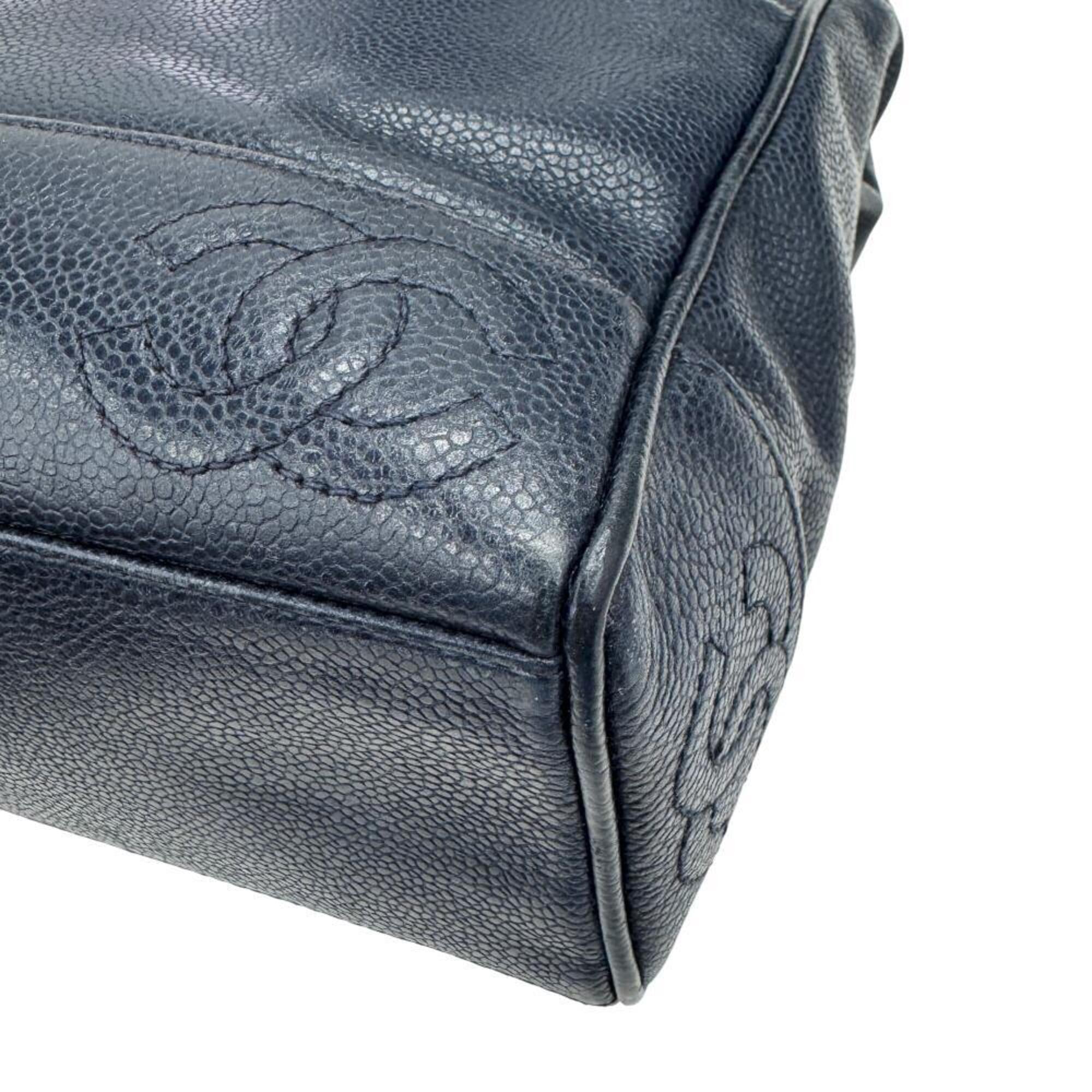 Chanel Navy Grained Calfskin Tote Bag