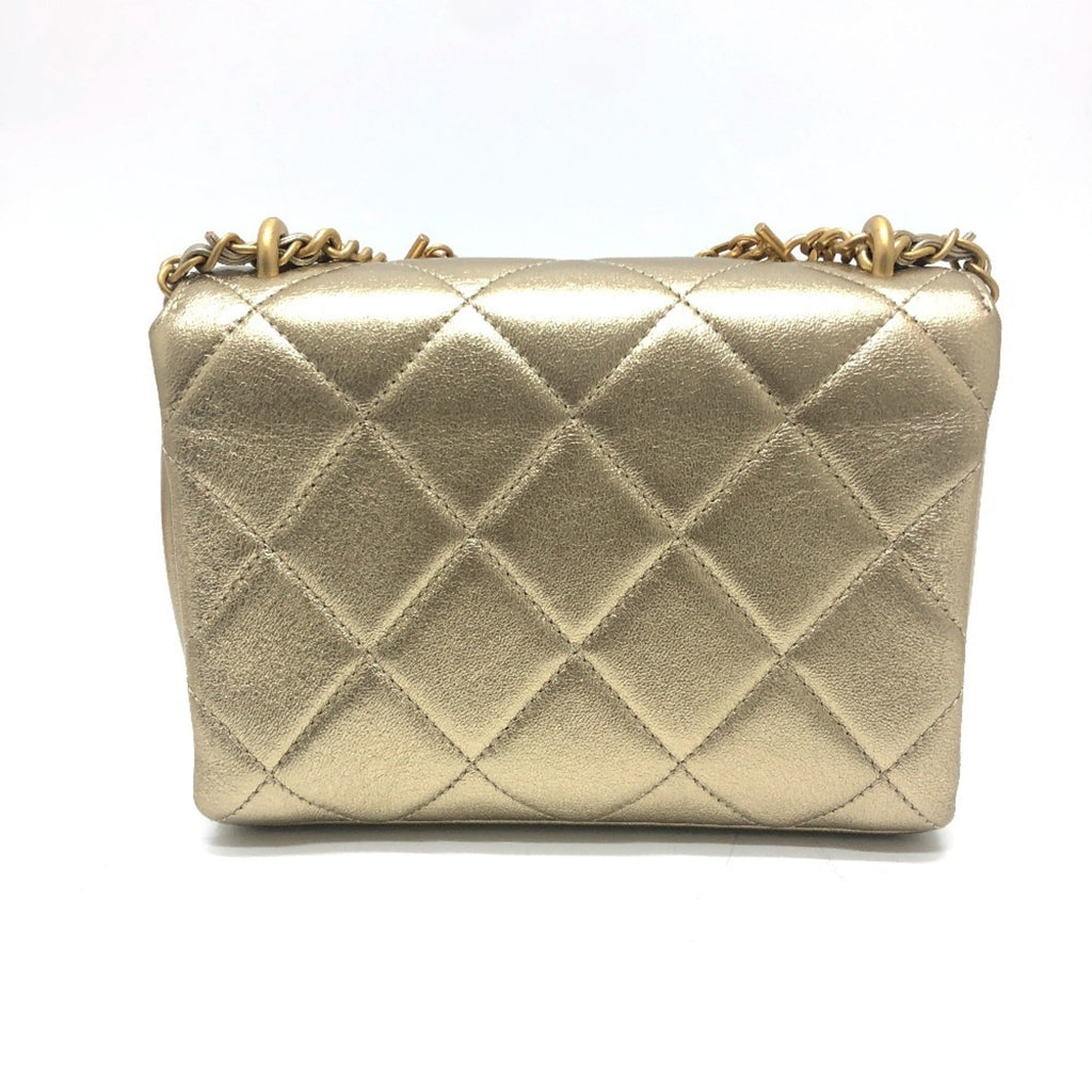 Chanel Matelasse Gold Leather Handbag Shoulder Bag