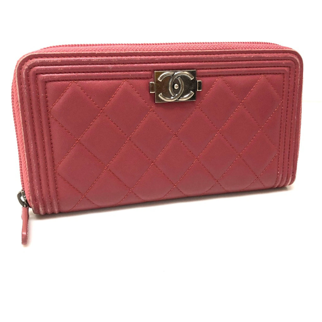 Chanel Pink Leather Long Wallet (Bi-Fold)