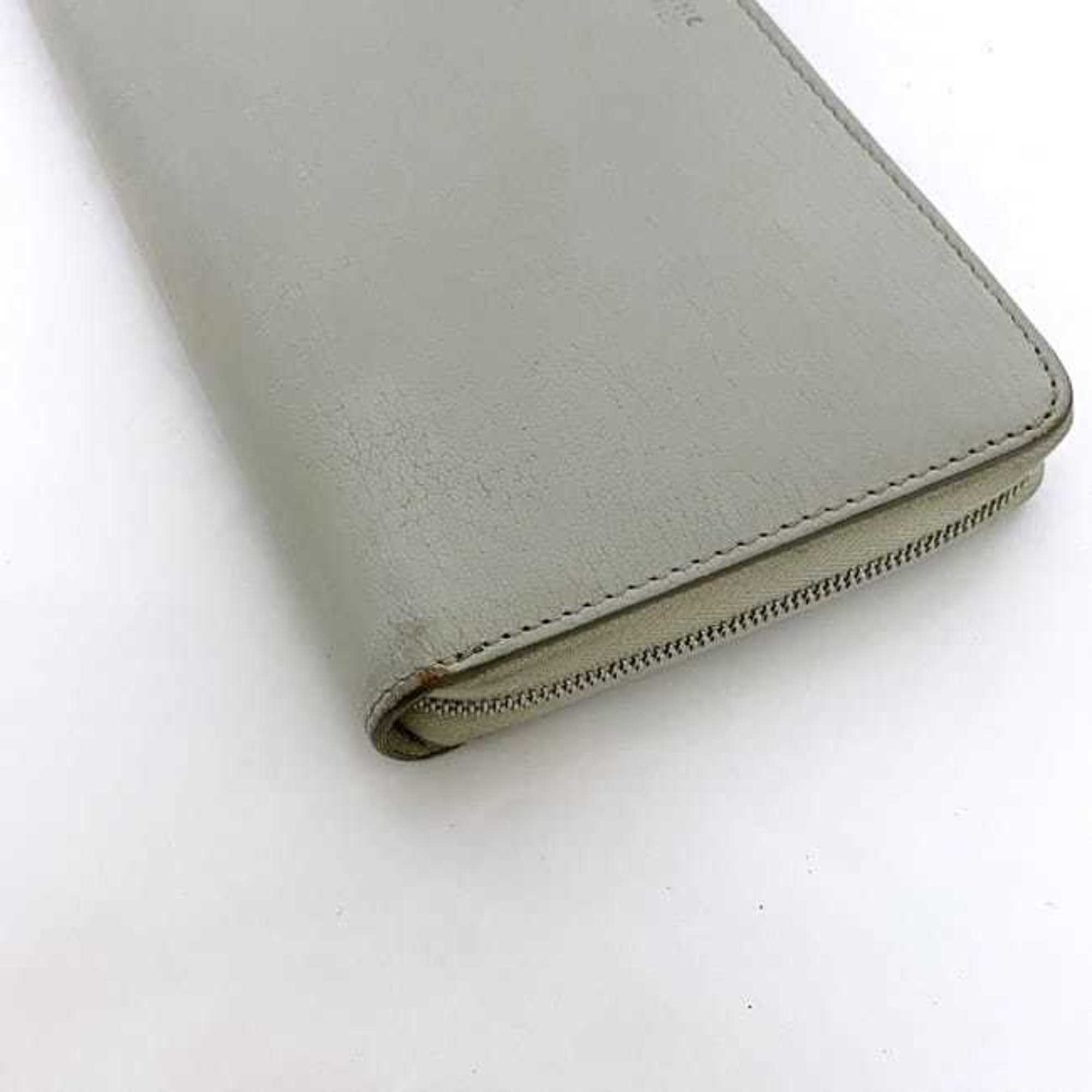 Celine Gray Leather Long Wallet (Bi-Fold)