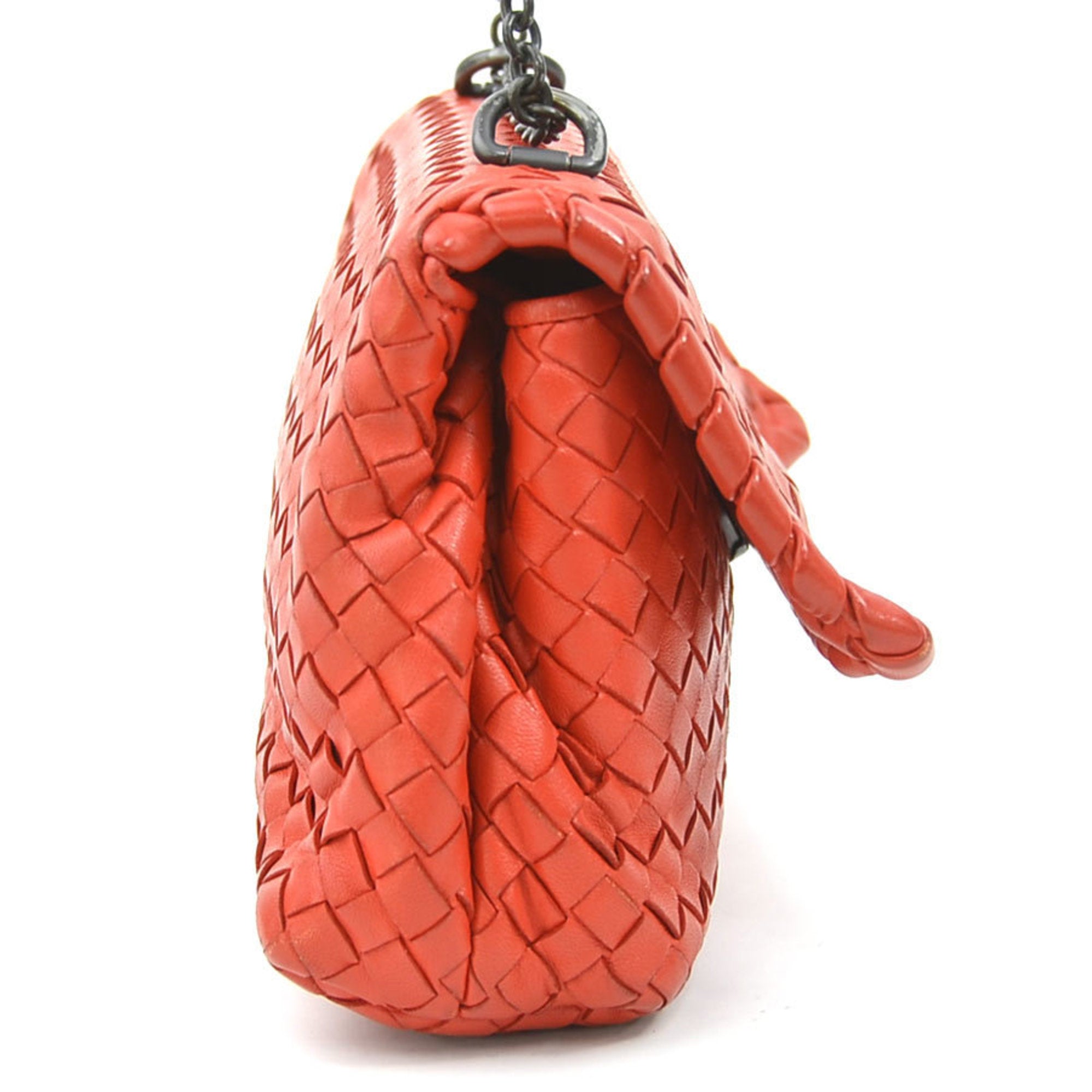 Bottega Veneta Red Color Intrecciato Shoulder Bag