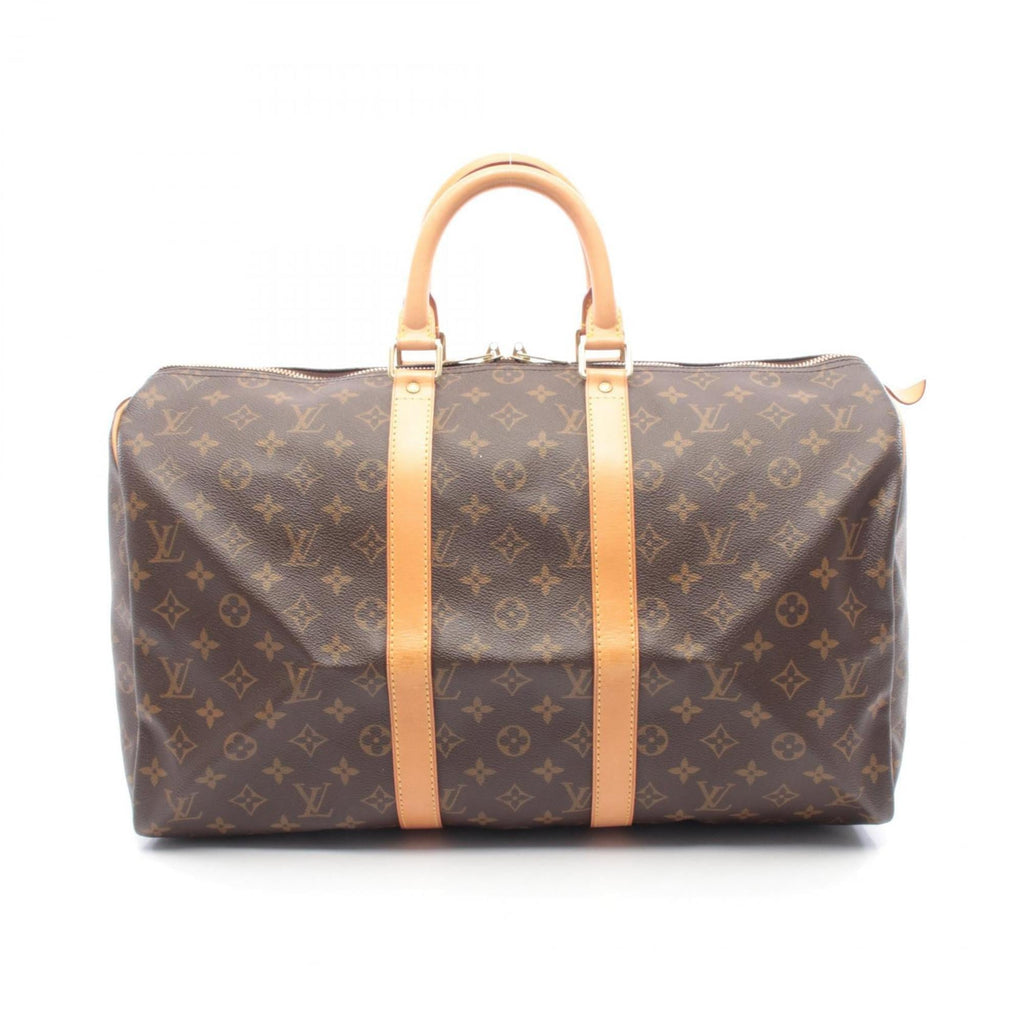 Louis Vuitton Brown Coated Canvas Leather Boston Bag Handbag