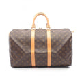 Louis Vuitton Brown Coated Canvas Leather Boston Bag Handbag