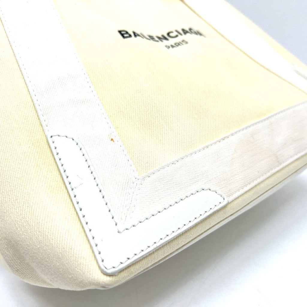 Balenciaga White Canvas Leather Handbag Tote