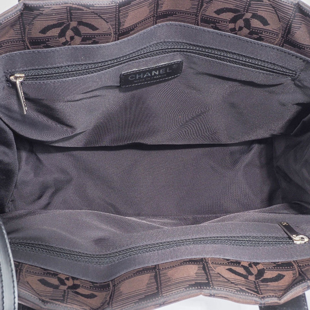 Chanel New Travel Line Brown Jacquard Leather Tote Bag