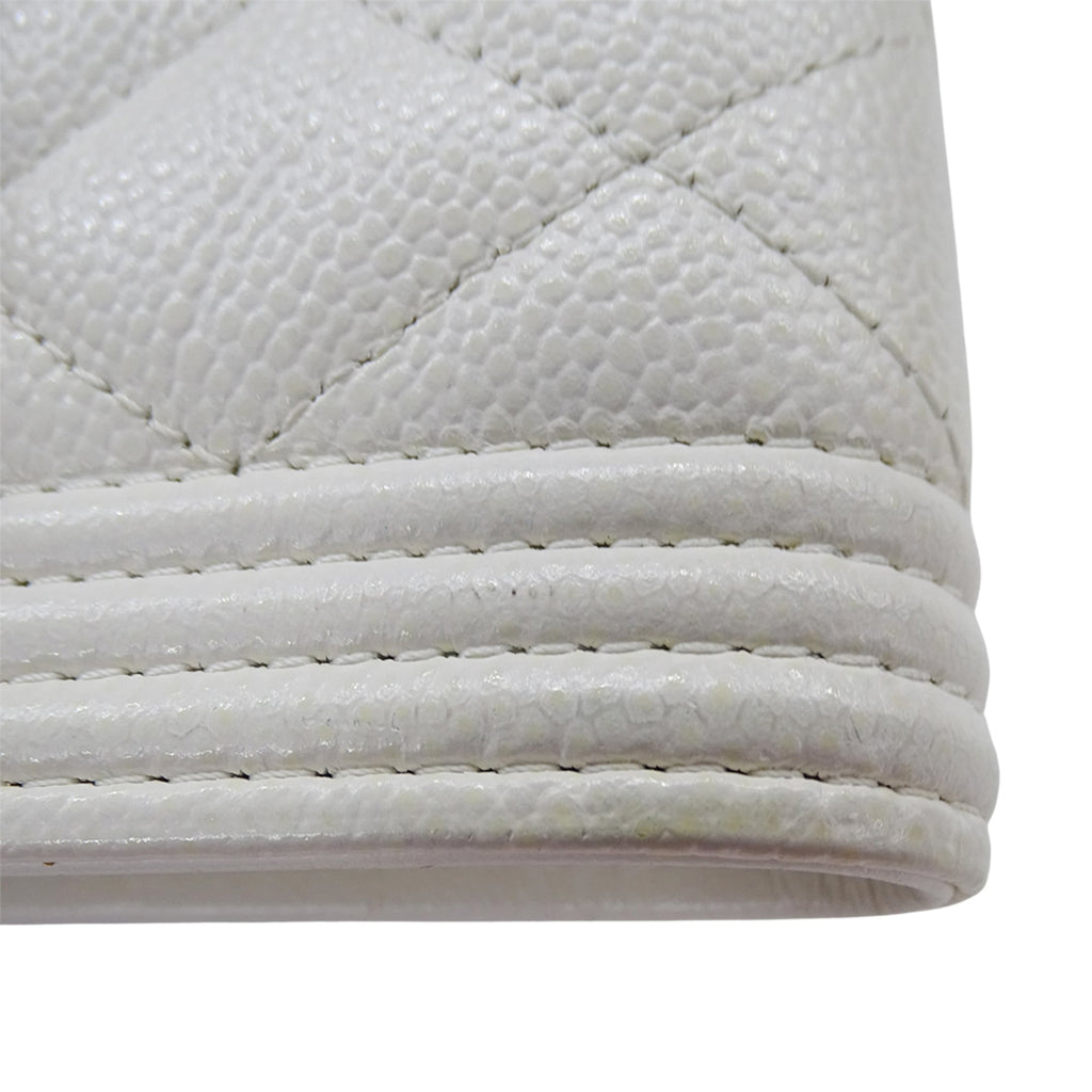 Chanel White Grained Calfskin Wallet (Tri-Fold)