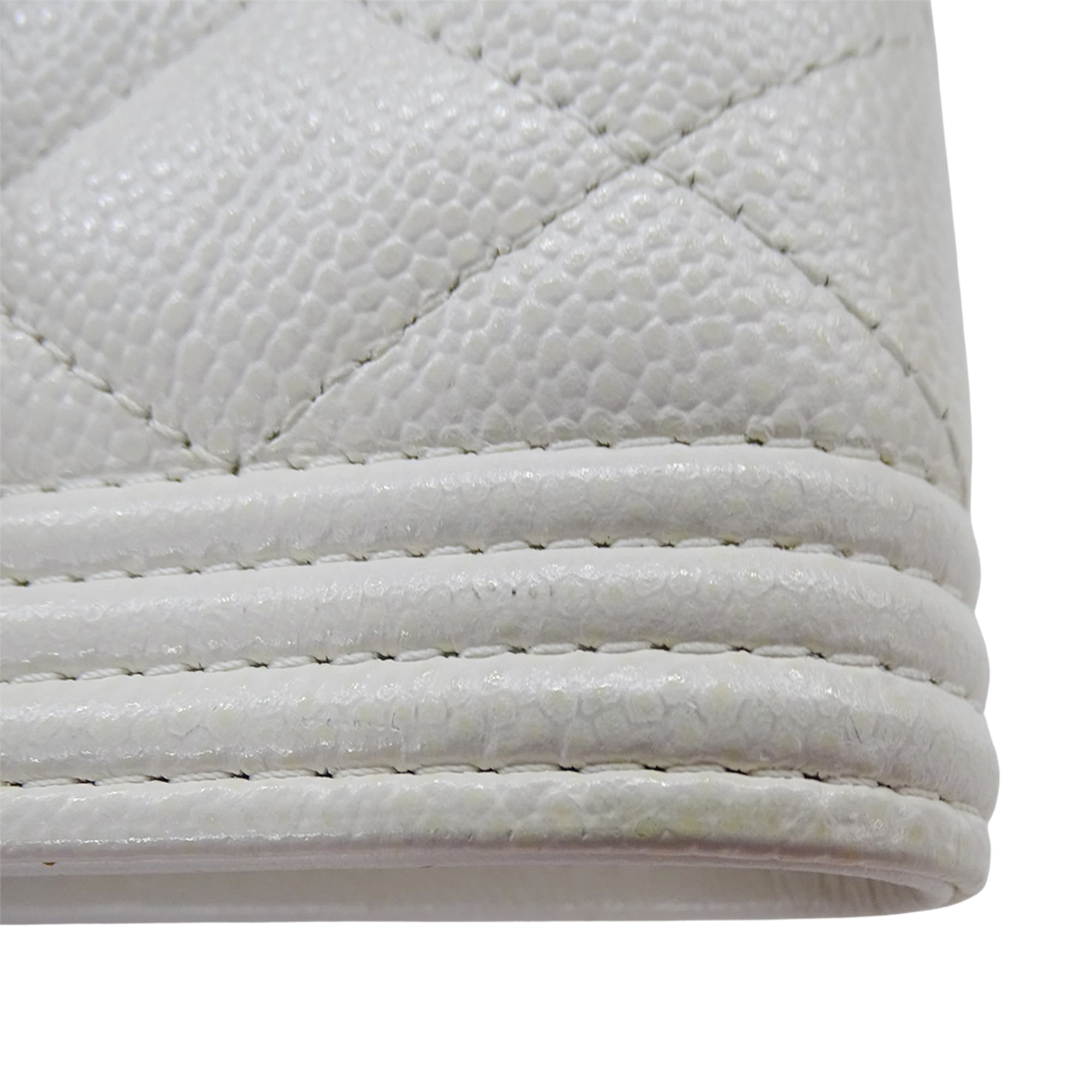 Chanel White Grained Calfskin Wallet (Tri-Fold)