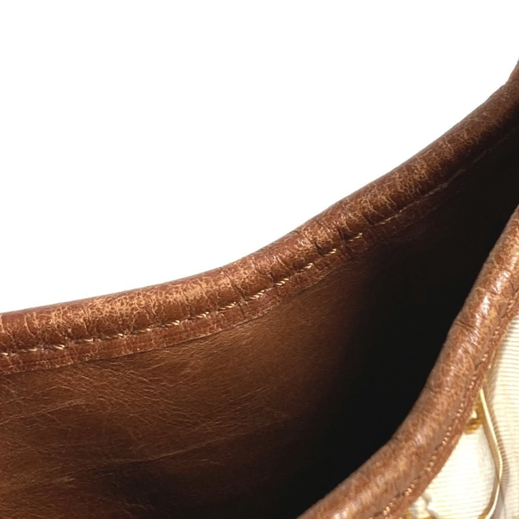 Louis Vuitton Brown White Vinyl Leather Shoulder Bag