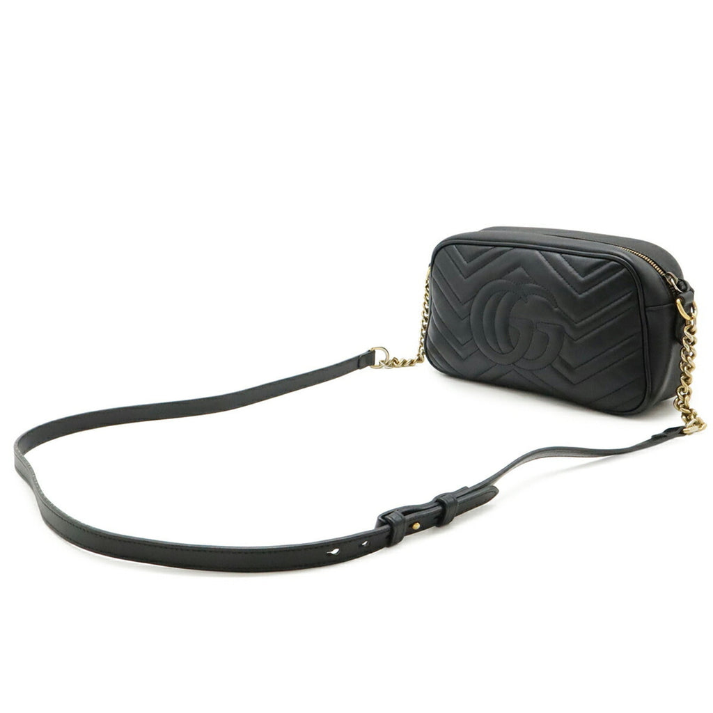 Gucci Gg Marmont Black Leather Shoulder Bag (Pre-Owned)