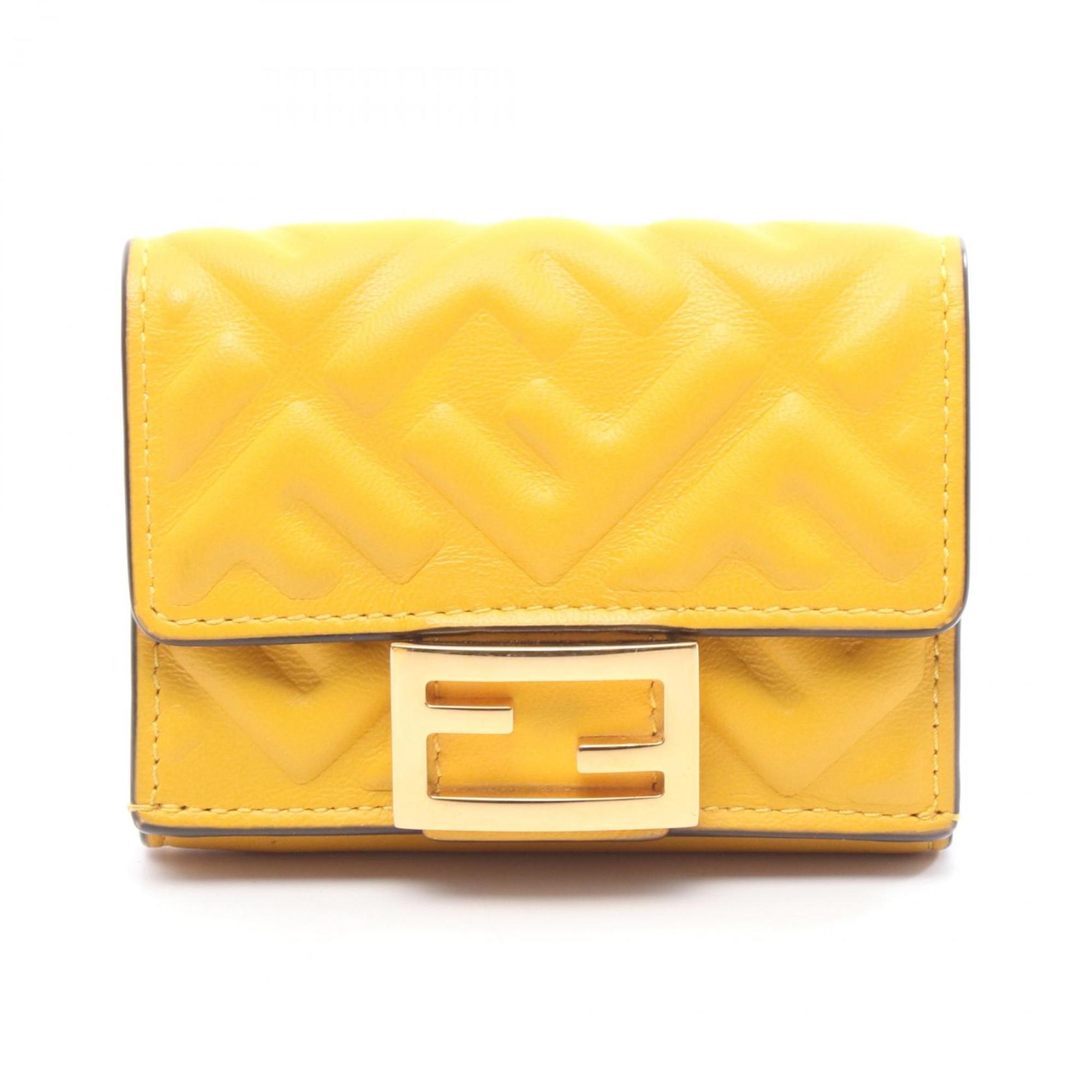 Fendi Yellow Leather Wallet (Tri-Fold)