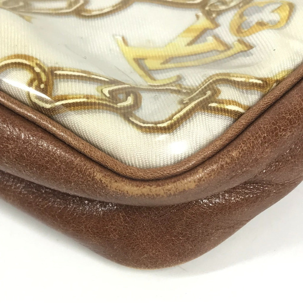 Louis Vuitton Brown White Vinyl Leather Handbag Pouch Shoulder Bag