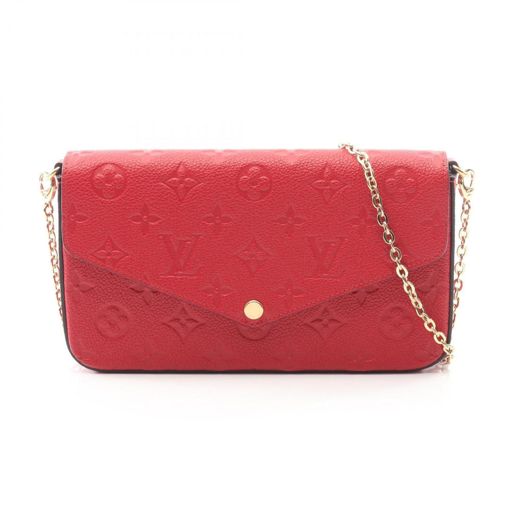 Louis Vuitton Red Color Rouge Monogram Empreinte Leather Pochette Shoulder Bag