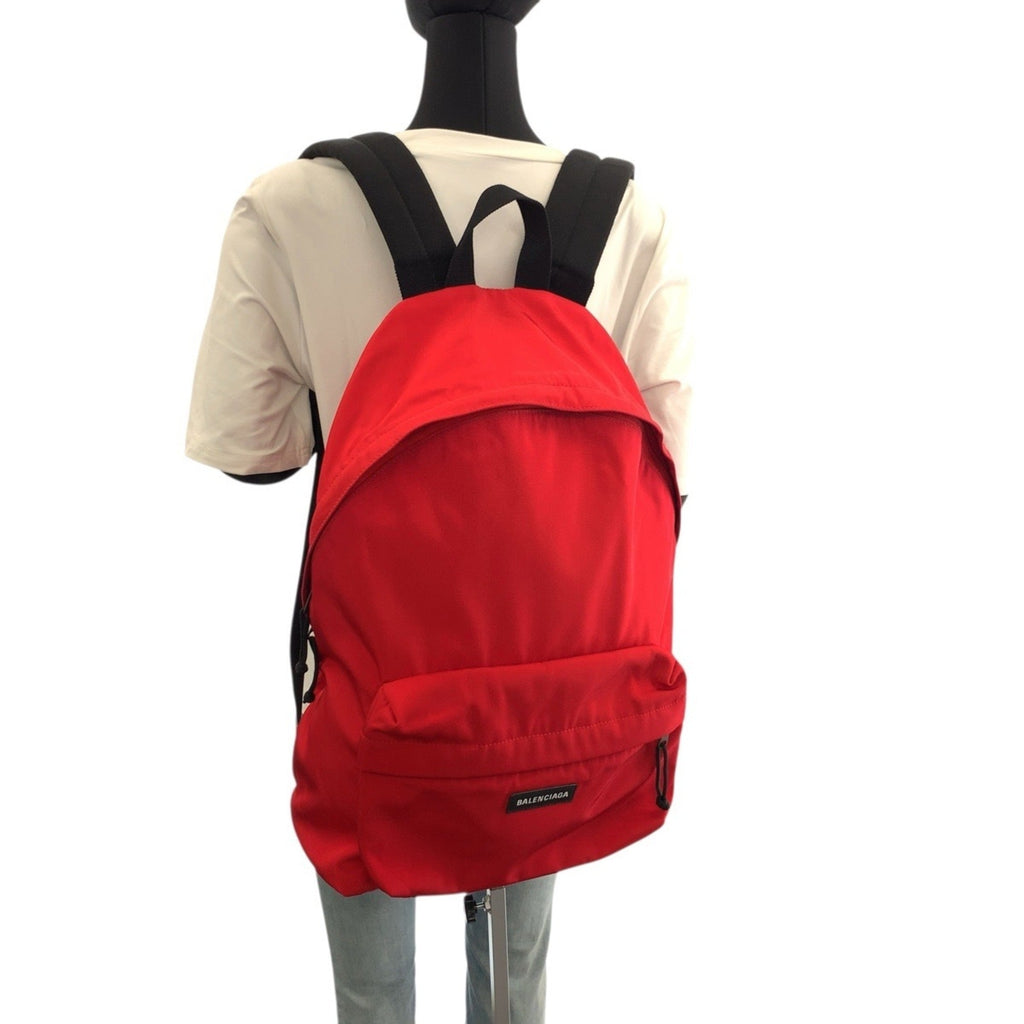Balenciaga Black Red Color Canvas Backpack