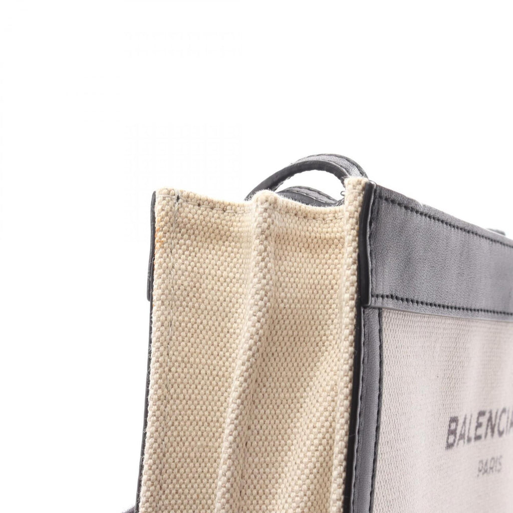 Balenciaga Black Ivory Navy Canvas Leather Handbag Pochette Shoulder