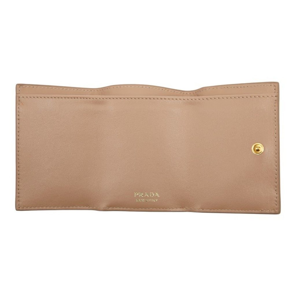 Prada Beige Leather Wallet (Tri-Fold)