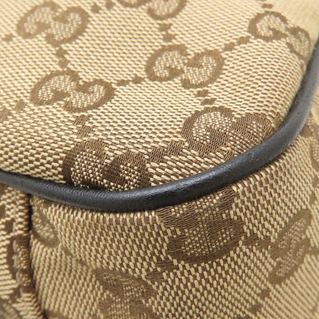 Gucci Beige Black Gg Canvas Leather Tote Bag (Pre-Owned)