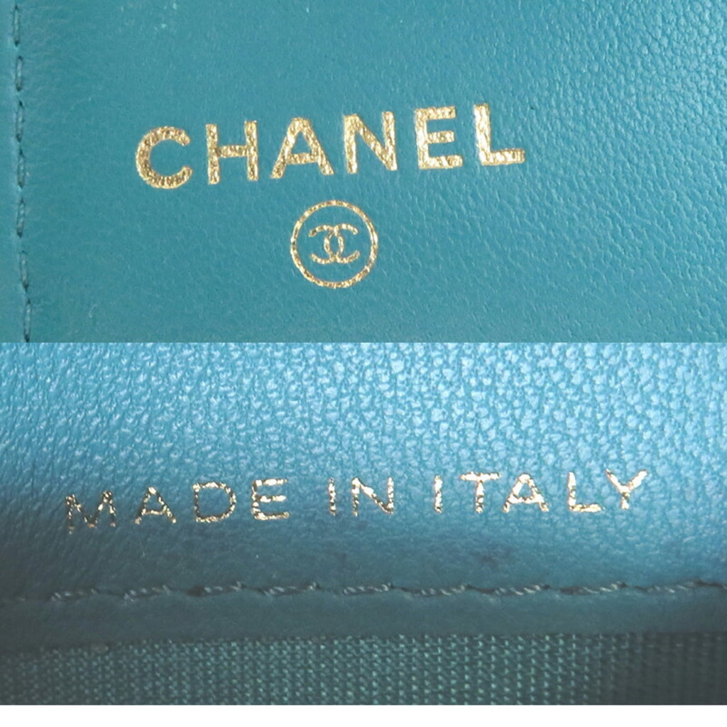 Chanel Blue Turquoise Leather Wallet (Tri-Fold)