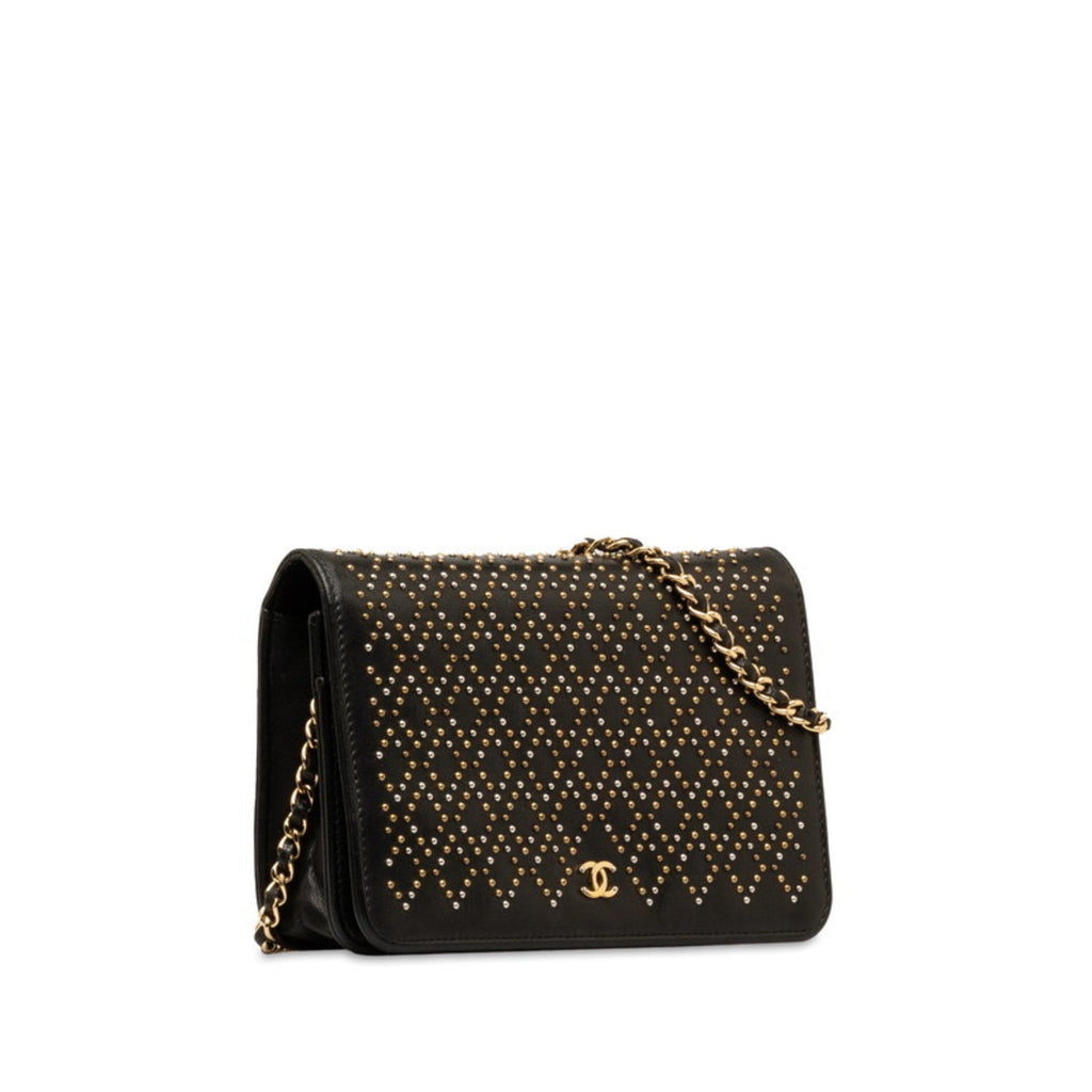 Chanel Black Suede Chain/Shoulder Wallet