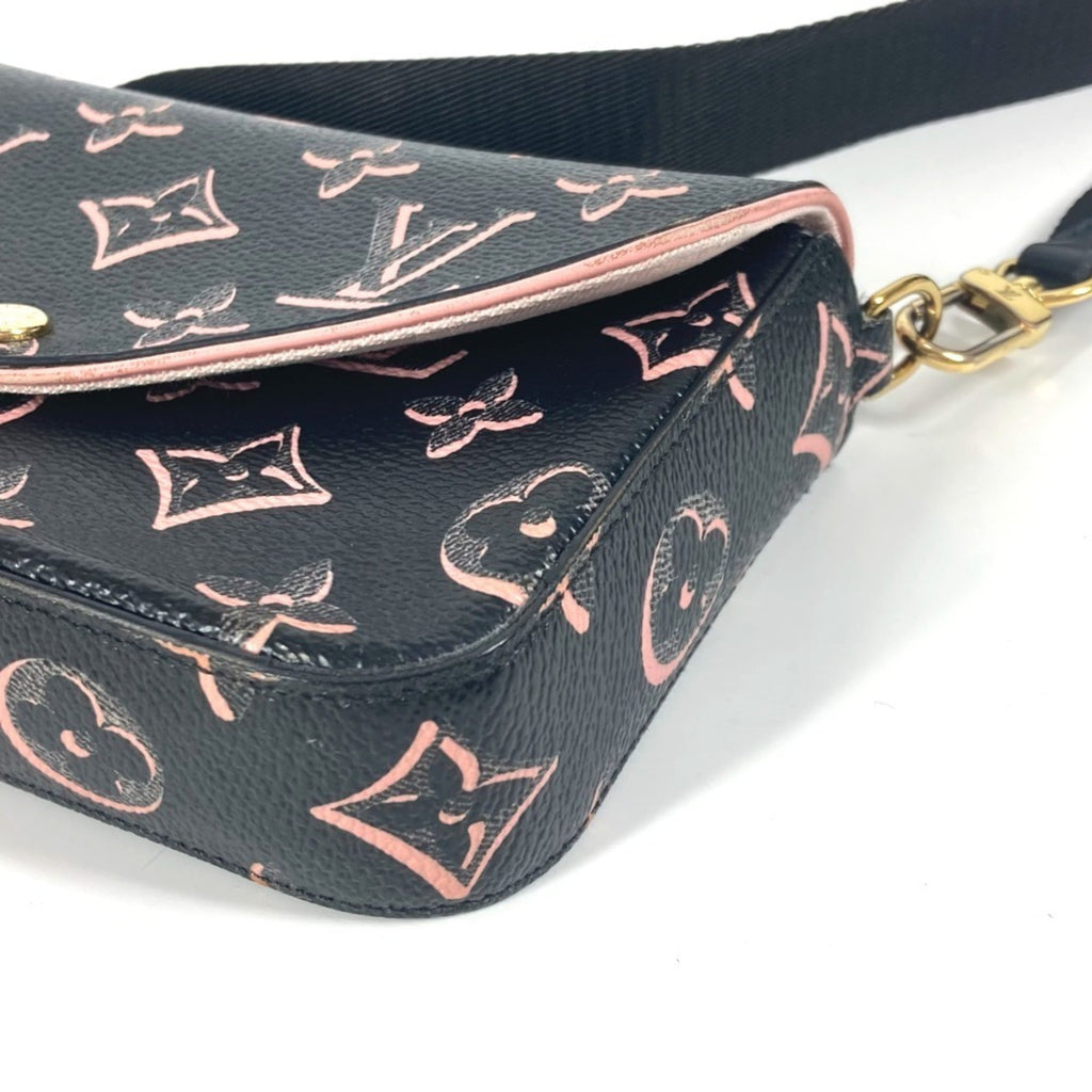 Louis Vuitton Black Pink Coated Canvas Pochette Shoulder Bag