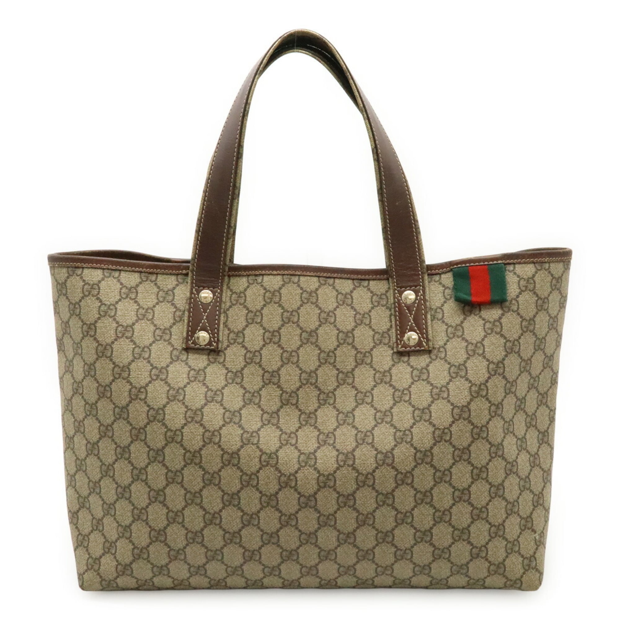Gucci Beige Brown Gg Supreme Pvc Canvas Shoulder Bag Tote Bag (Pre-Owned)