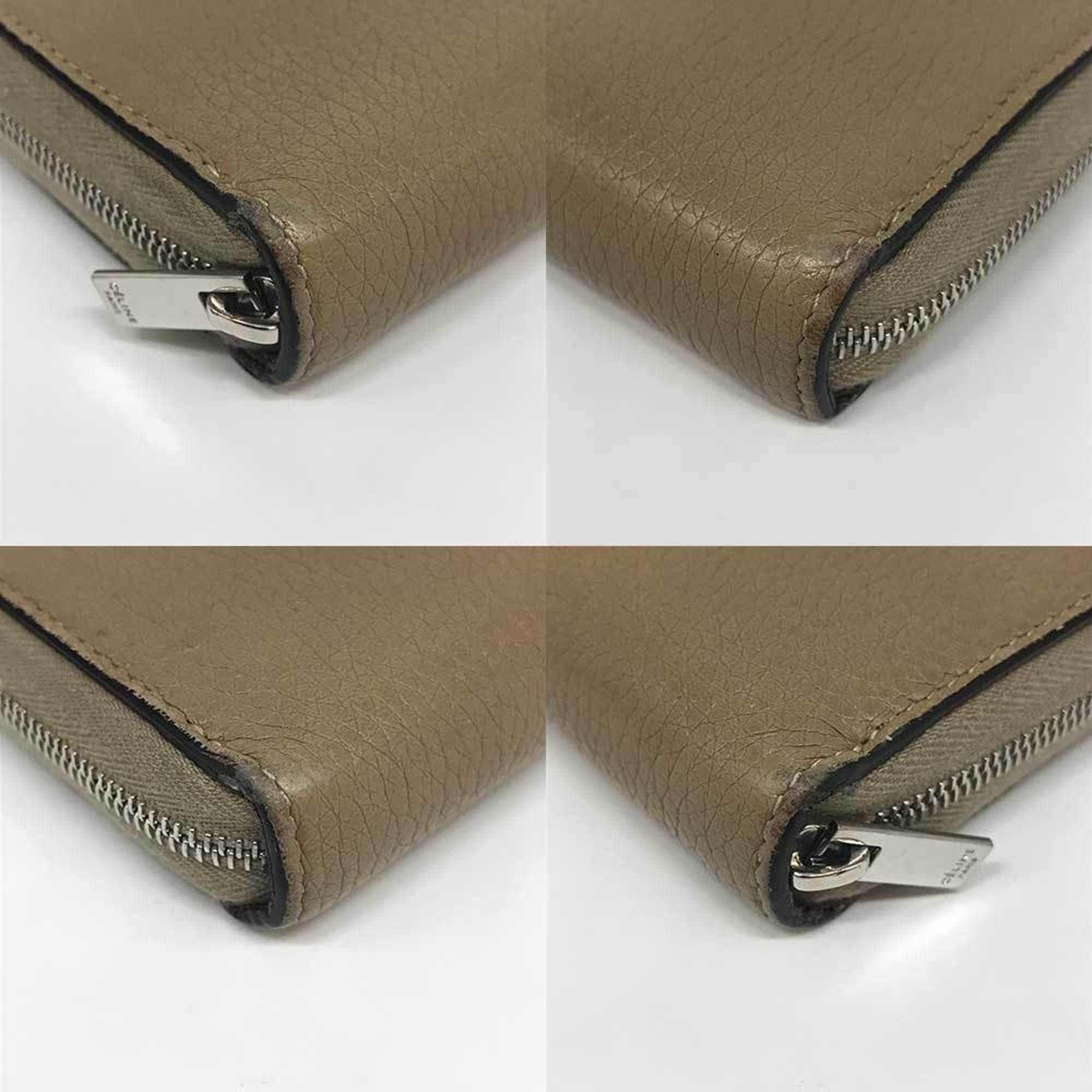 Celine Beige Leather Long Wallet (Bi-Fold)