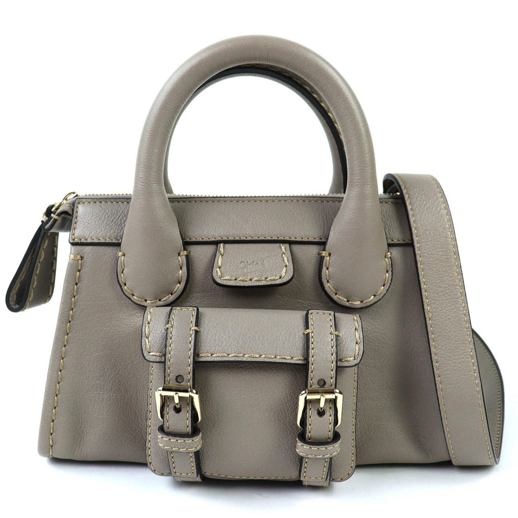Chloé Gray Leather Handbag Shoulder Bag (Pre-Owned)