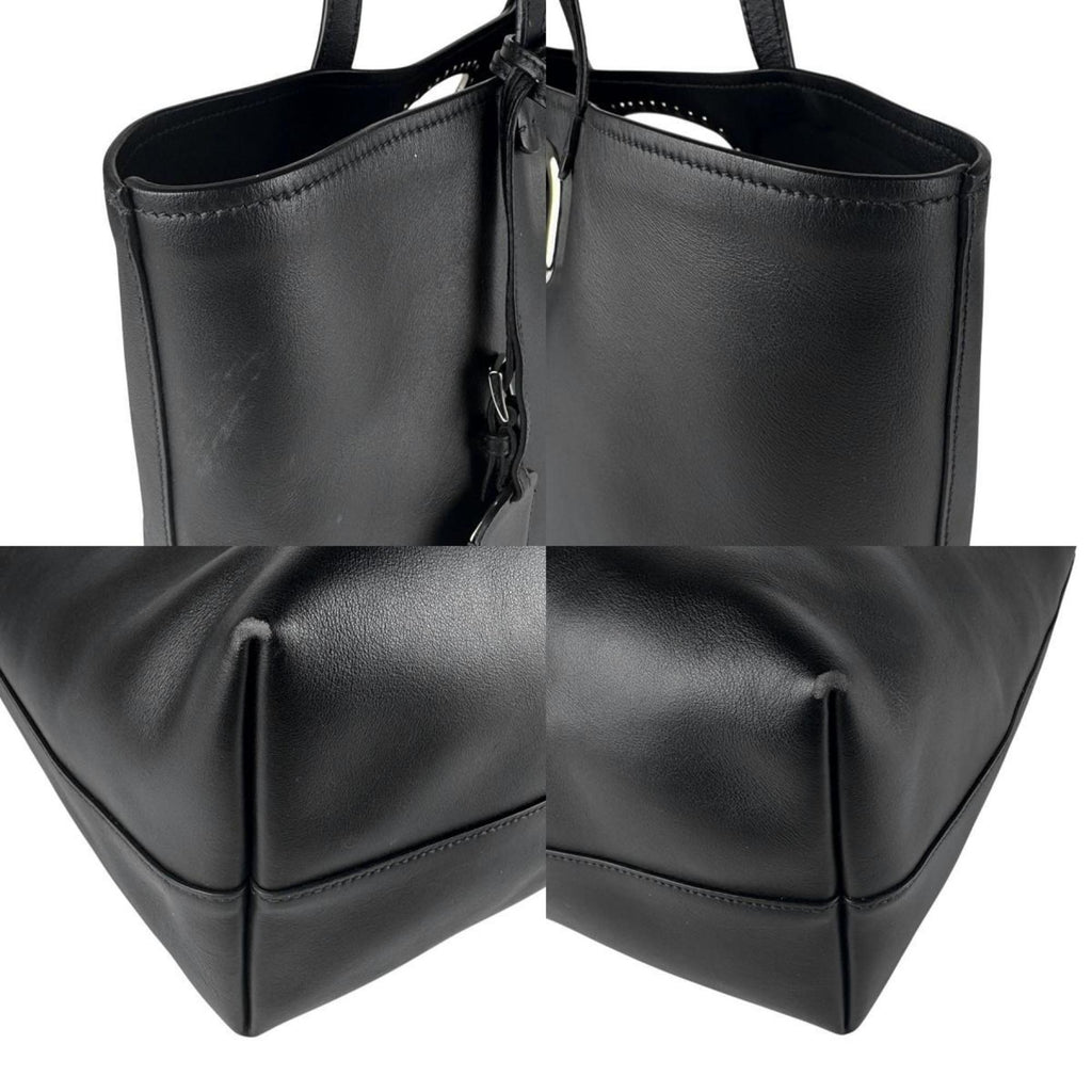 Prada Black Leather Handbag Shoulder Bag Tote Bag