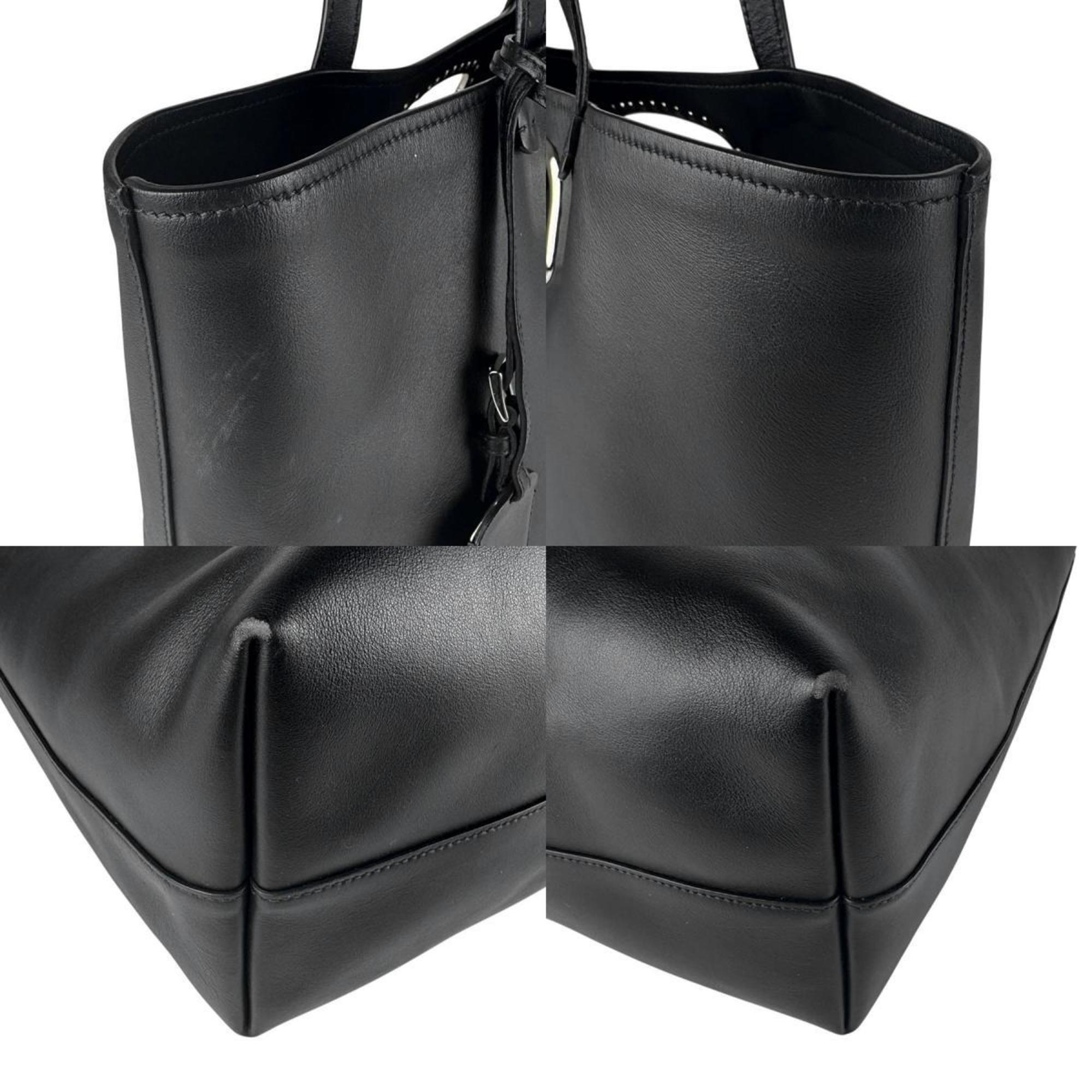 Prada Black Leather Handbag Shoulder Bag Tote Bag