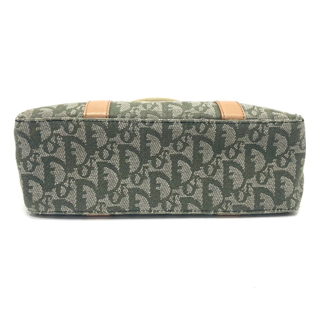Christian Dior Green Canvas Leather Handbag Tote Bag (Pre-Owned)