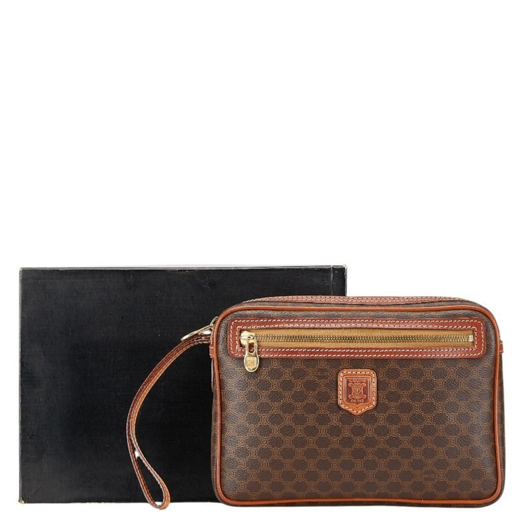 Celine Black Brown Pvc Leather Clutch Bag