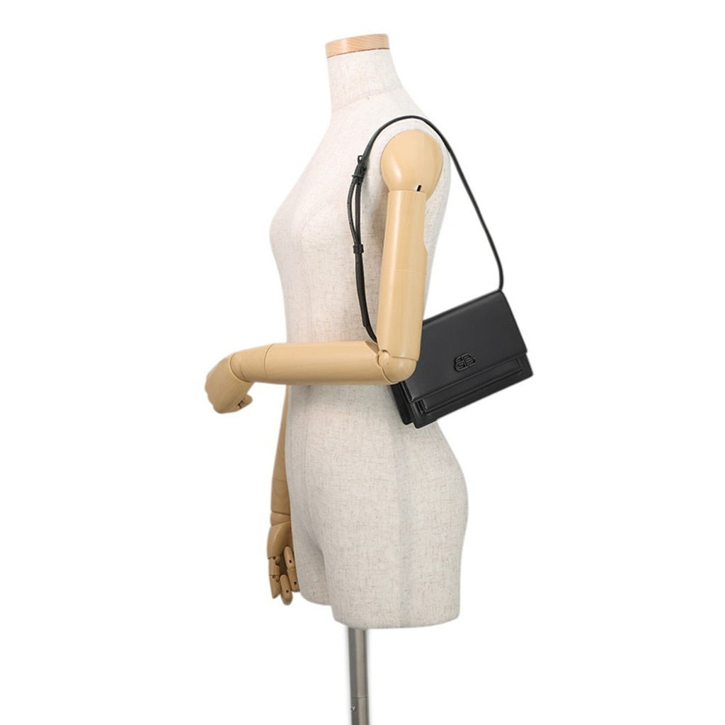 Balenciaga Black Leather Handbag Pouch Shoulder