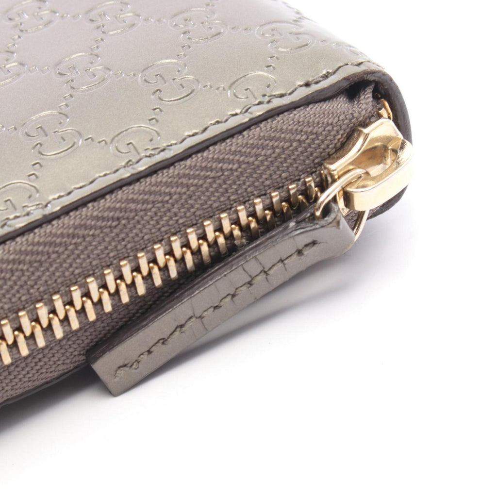Gucci Khaki Patent Leather Long Wallet (Bi-Fold) (Pre-Owned)