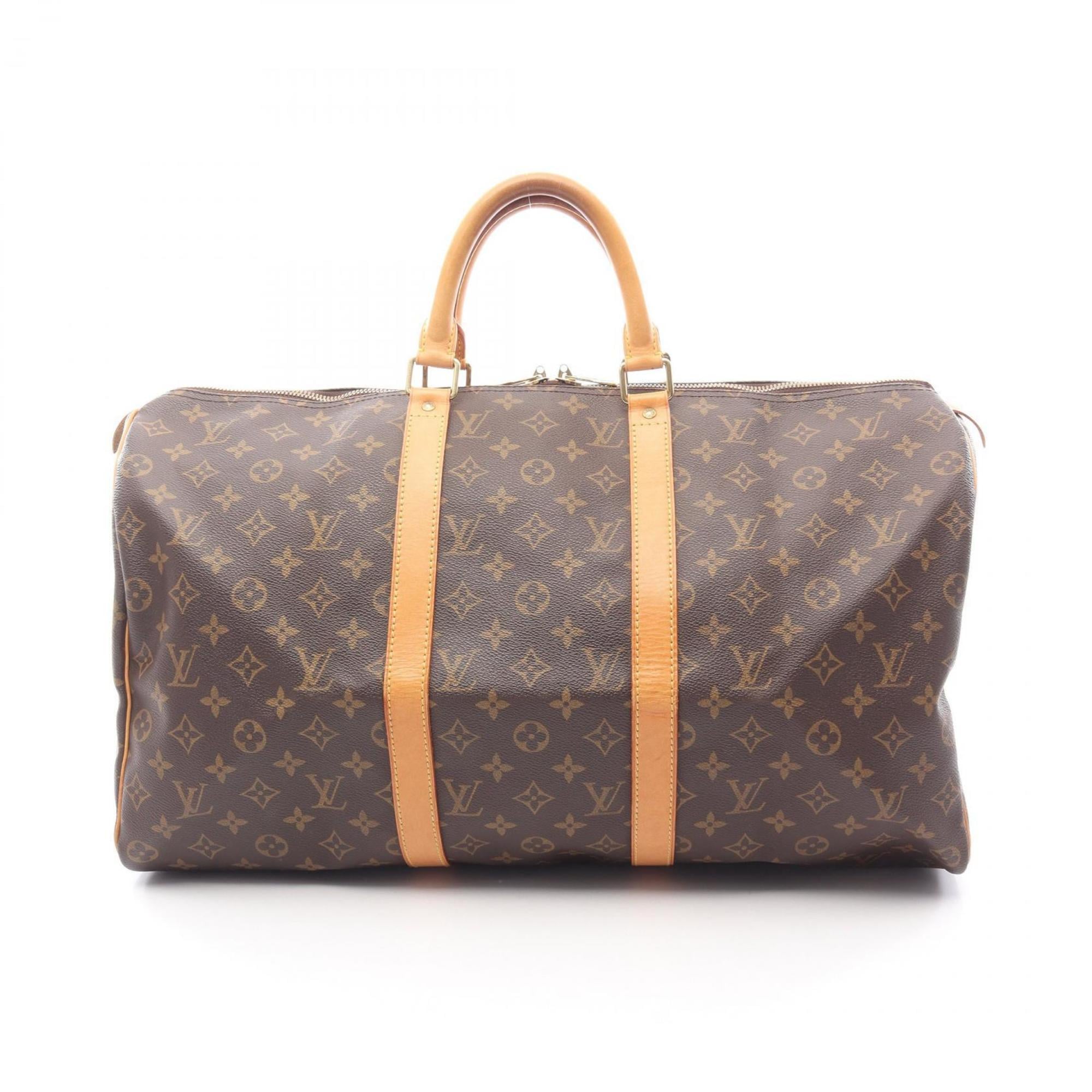 Louis Vuitton Brown Monogram Coated Canvas Leather Boston Bag