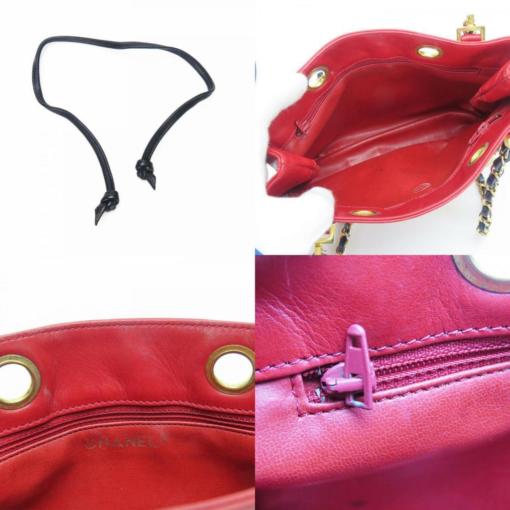 Chanel Bicolor Red Color Leather Shoulder Bag