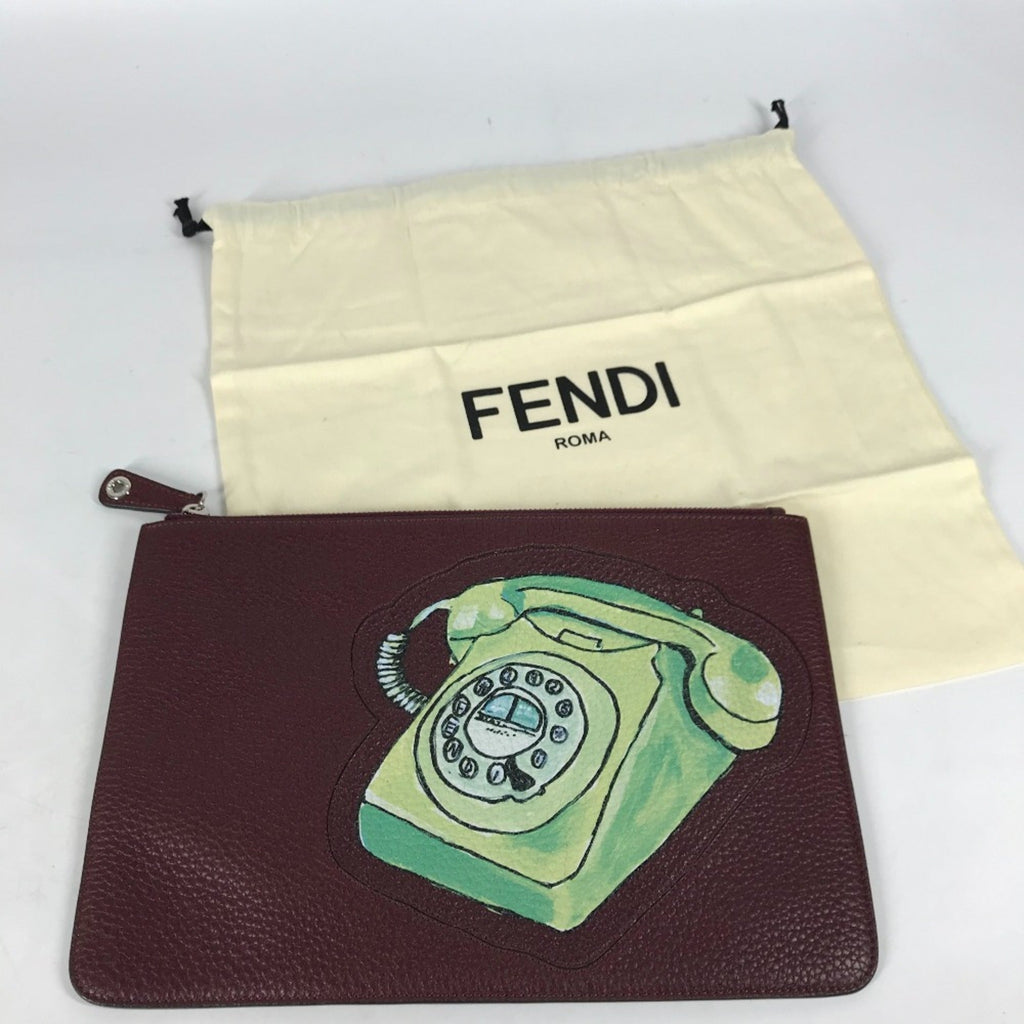 Fendi Brown Leather Clutch Bag