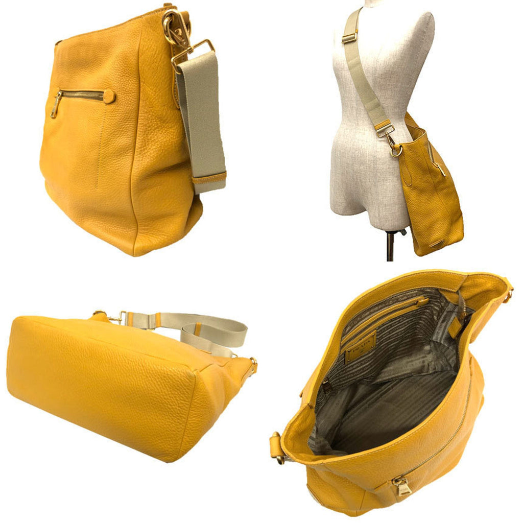 Prada Yellow Leather Shoulder Bag