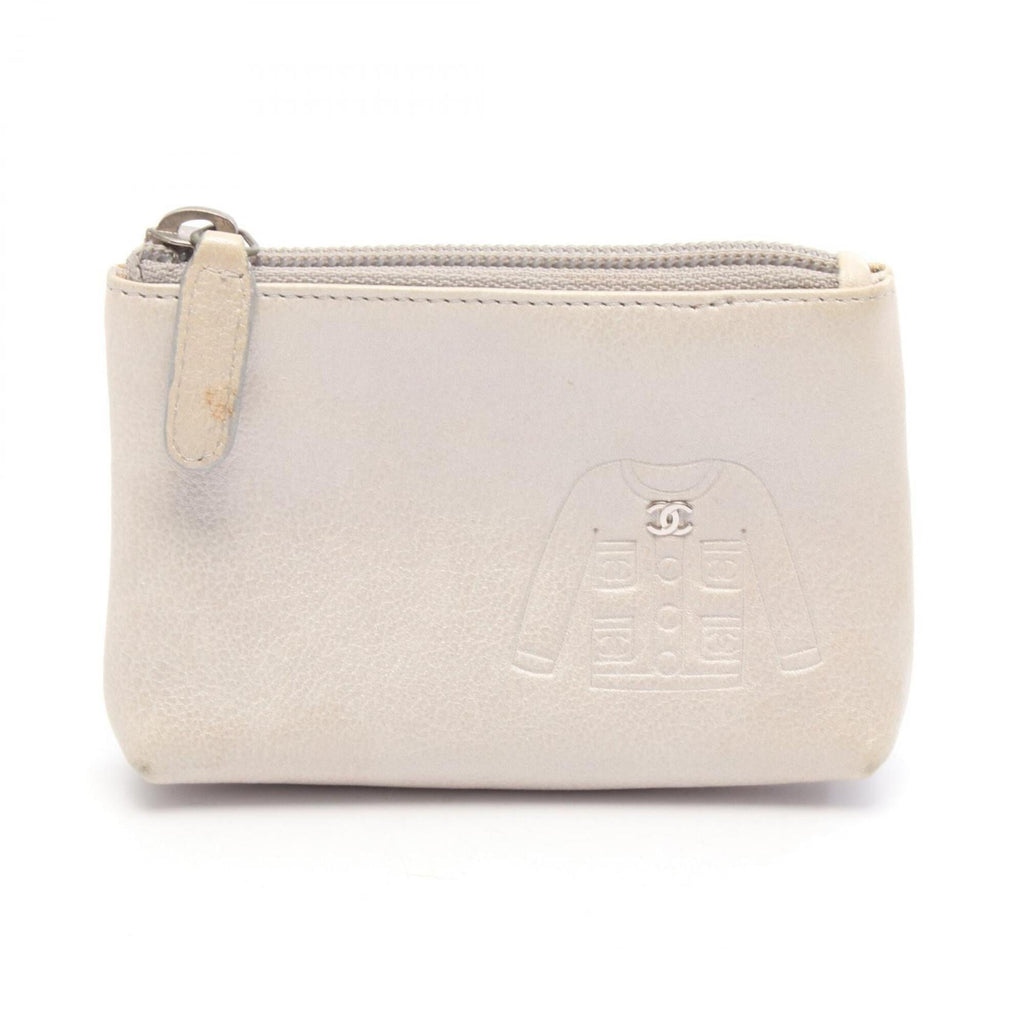 Chanel Silver Leather Coin Purse/Coin Case