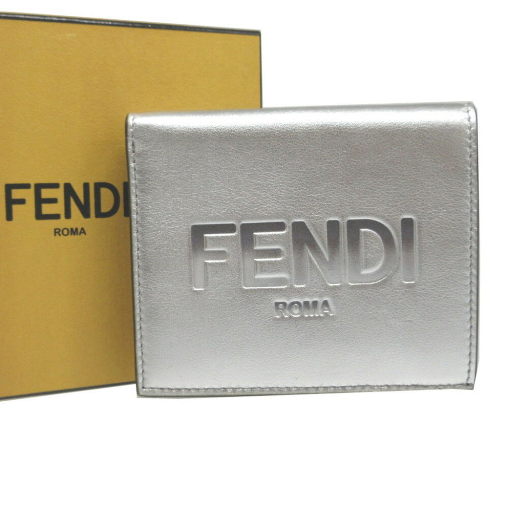 Fendi Silver Leather Wallet (Bi-Fold)