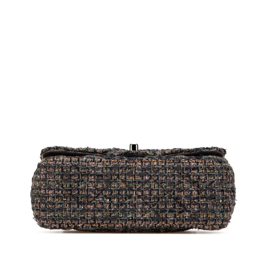 Chanel Gray Tweed Leather Shoulder Bag