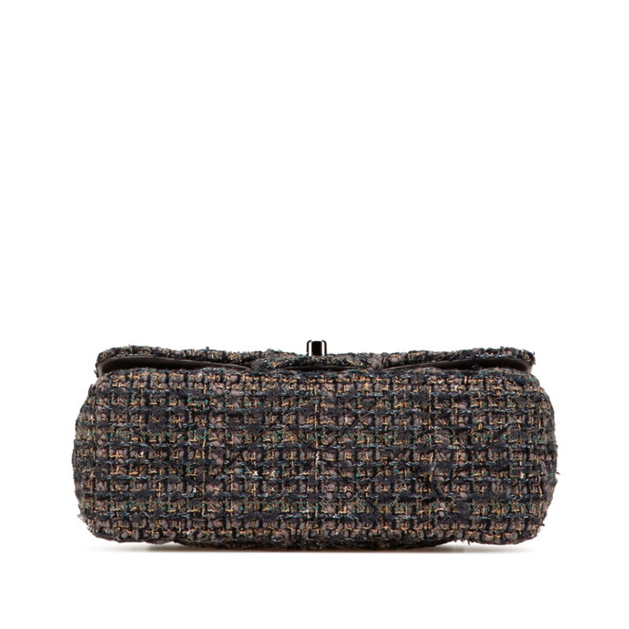 Chanel Gray Tweed Leather Shoulder Bag