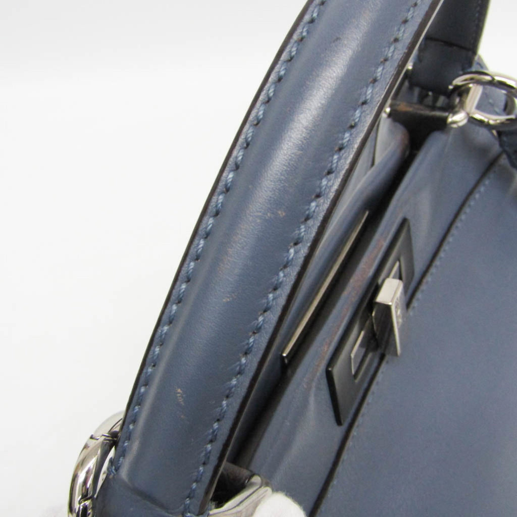 Fendi Peekaboo Blue Leather Handbag Shoulder Bag