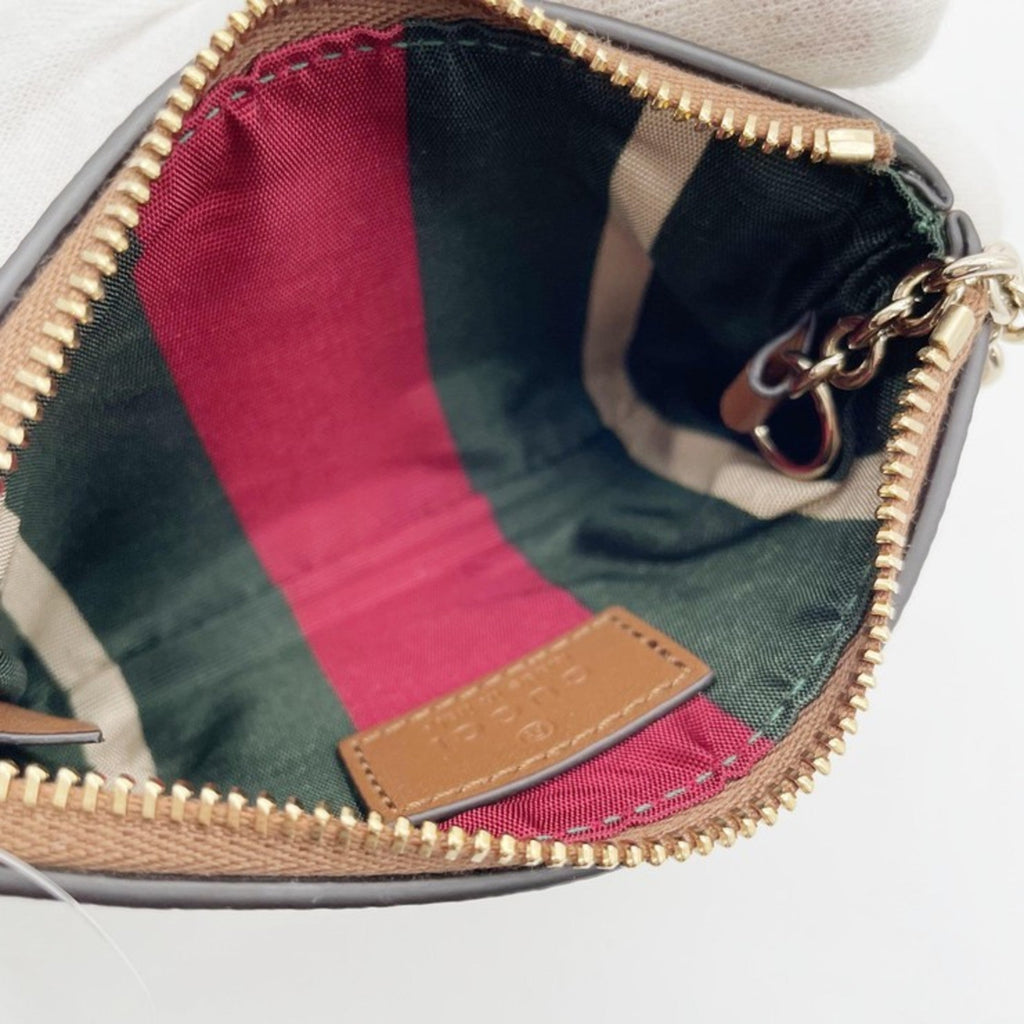 Gucci Gg Supreme Beige Brown Pvc Leather/Webbing Coin Purse/Coin Case (Pre-Owned)