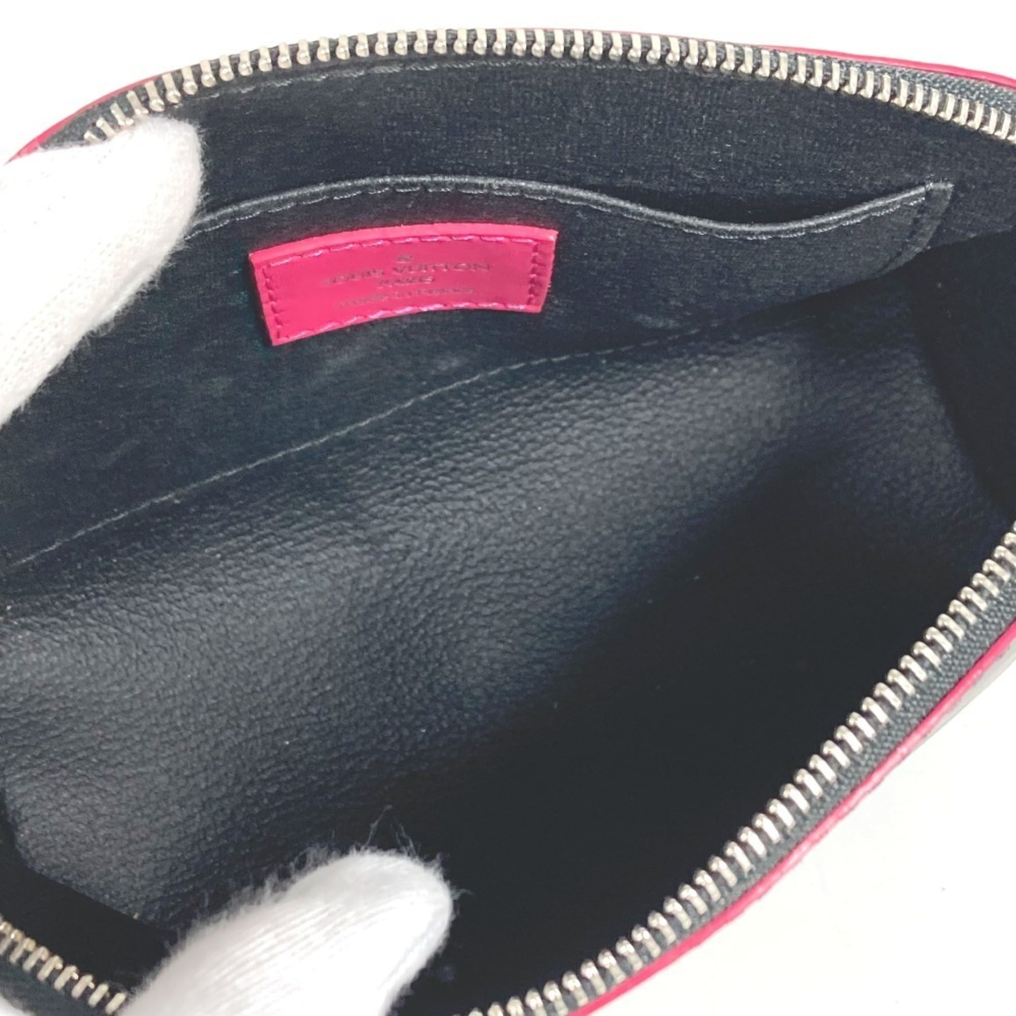 Louis Vuitton Black Noir Pink Epi Leather Pochette Pouch