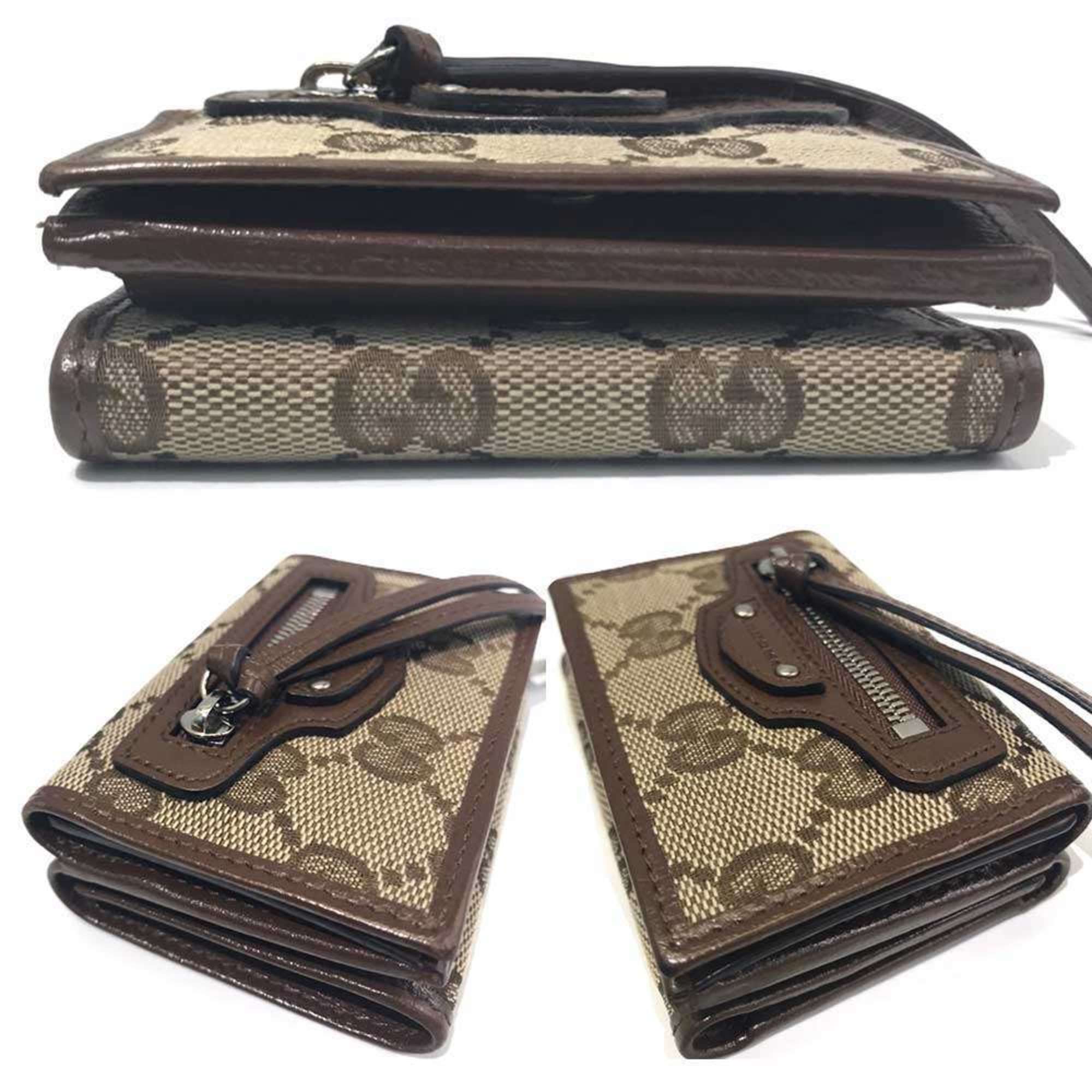 Gucci Canvas Leather Wallet (Tri-Fold) (Pre-Owned)