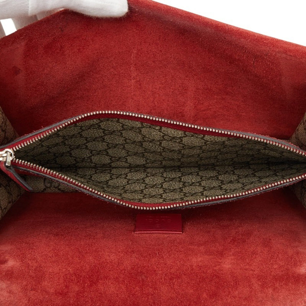 Gucci Beige Red Color Pvc Suede Shoulder Bag (Pre-Owned)