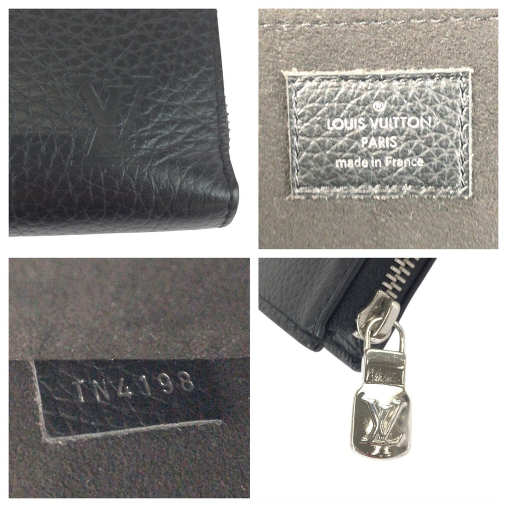 Louis Vuitton Black Noir Leather Clutch Bag Pochette