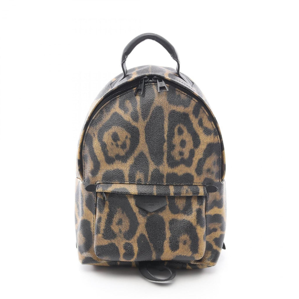 Louis Vuitton Black Brown Coated Canvas Leather Backpack Handbag
